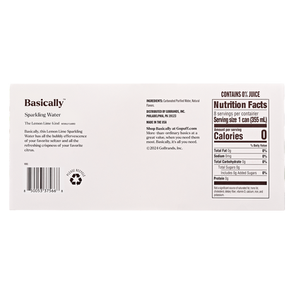 Basically Lemon Lime Sparkling Water 8pk 12oz Cans