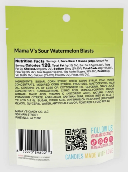 Mama V's Sour Watermelon Blasts, 4 oz