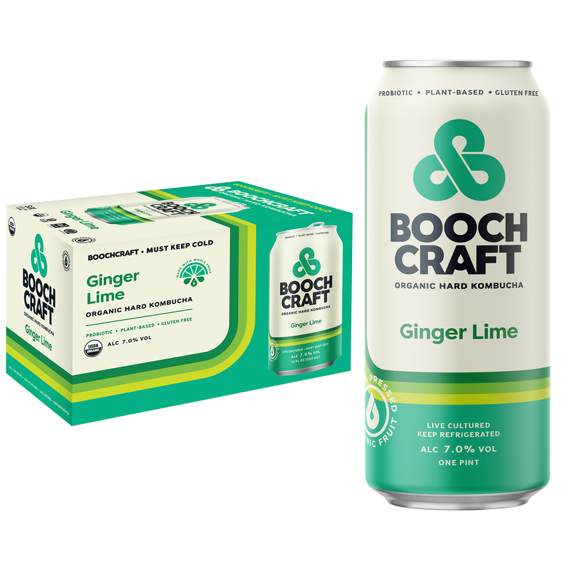 Boochcraft Kombucha Ginger Lime 6pk 12oz Can