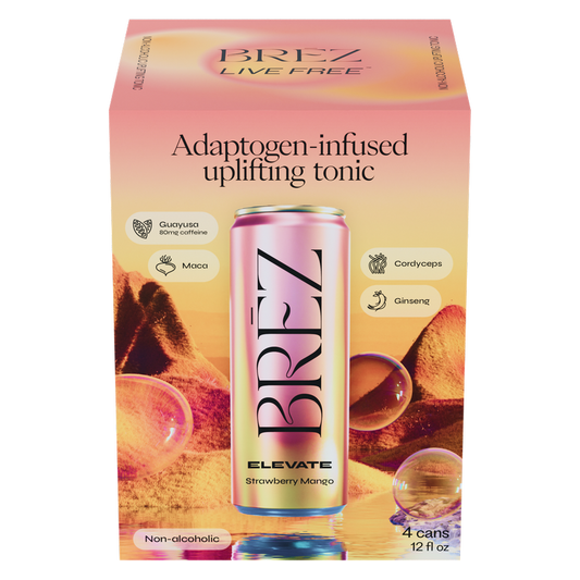Brez Elevate Cordyceps & Guayusa Uplifting Tonic 12pk 12oz Can Strawberry Mango