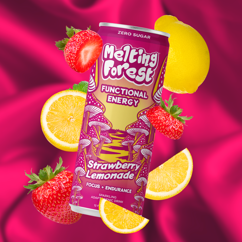 Melting Forest Strawberry Lemonade Mushroom Energy 12oz Can