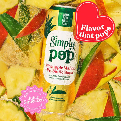 Simply Pop Pineapple Mango Prebiotic Soda 12oz Can
