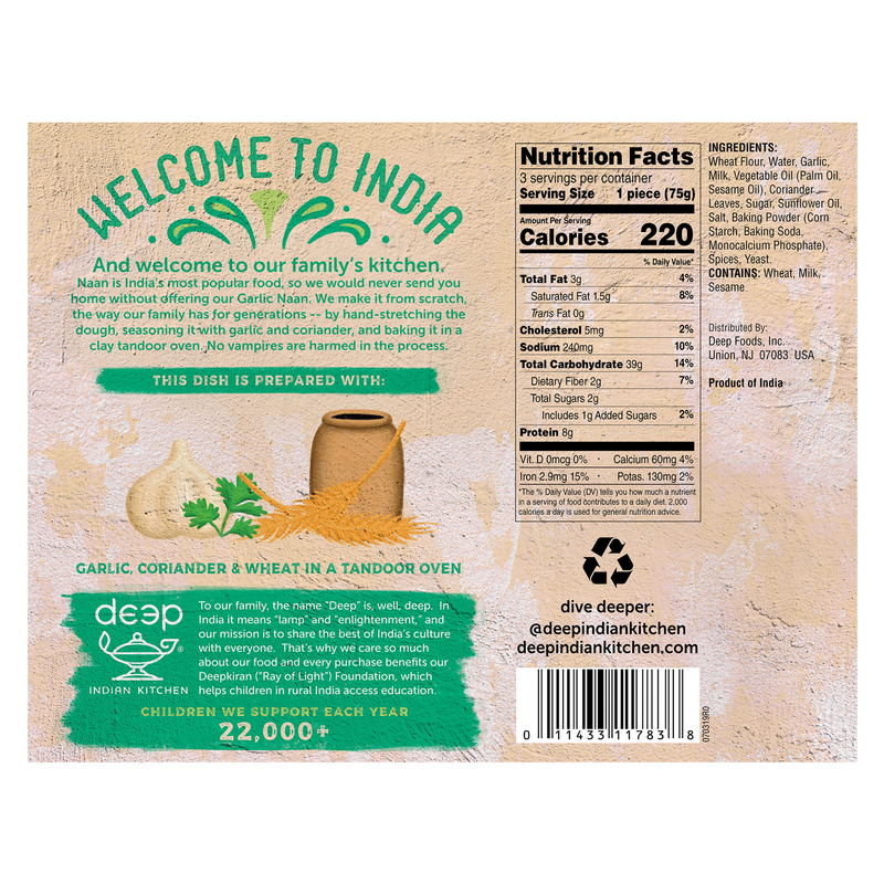 Deep Indian Kitchen Garlic Naan 8oz