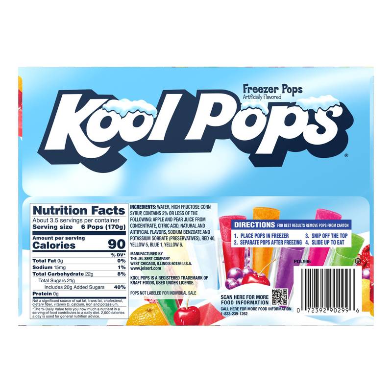 Kool Pops Freezer Bars Assorted 20ct