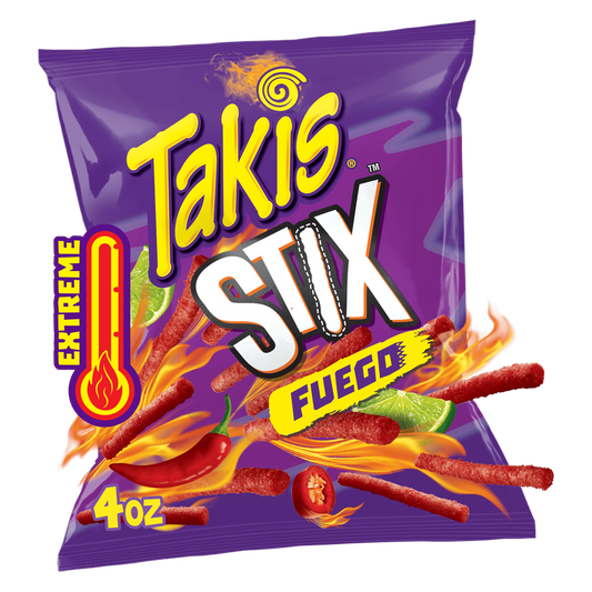 Takis Fuego Stix Spicy Corn Snack Sticks Snack Size Bag 4oz