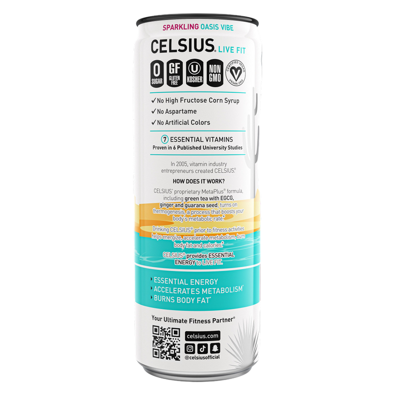 CELSIUS Sparkling Oasis Vibe Energy Drink 12oz Can