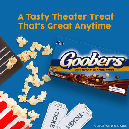 Goobers, Roasted Peanuts and Milk Chocolate, Movie Theater Candy Box, 3.5 oz