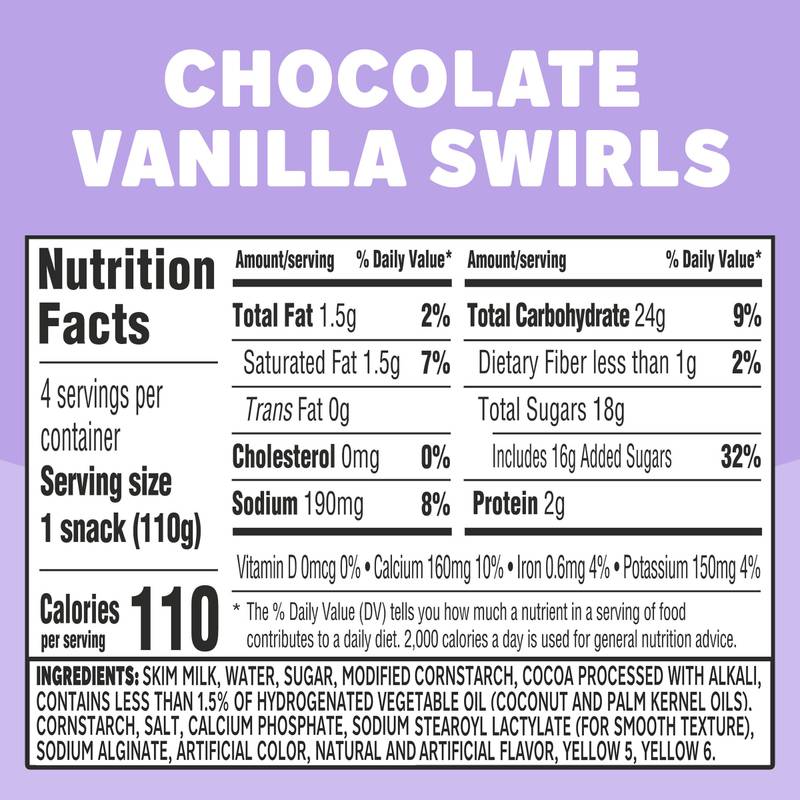 Jell-O Original Chocolate Vanilla Swirls Pudding Cups - 4ct
