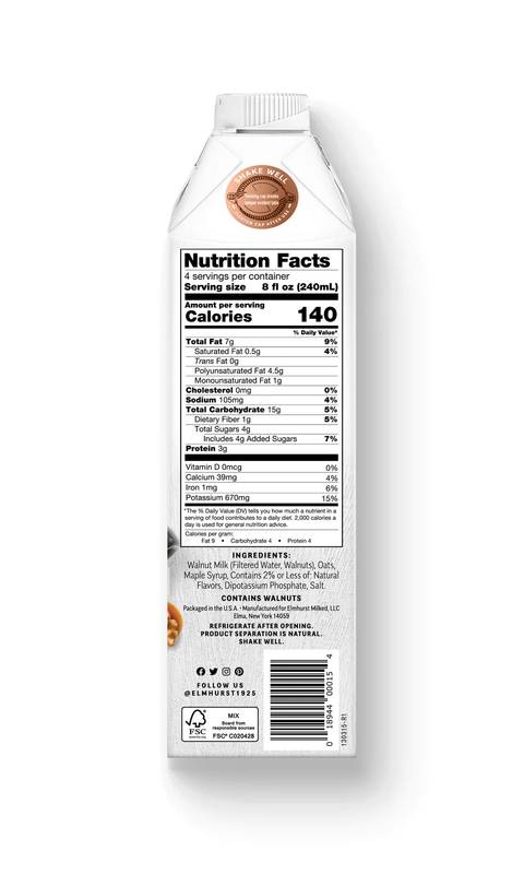 Elmhurst Barista Edition Maple Walnut Creamer 32oz Ctn