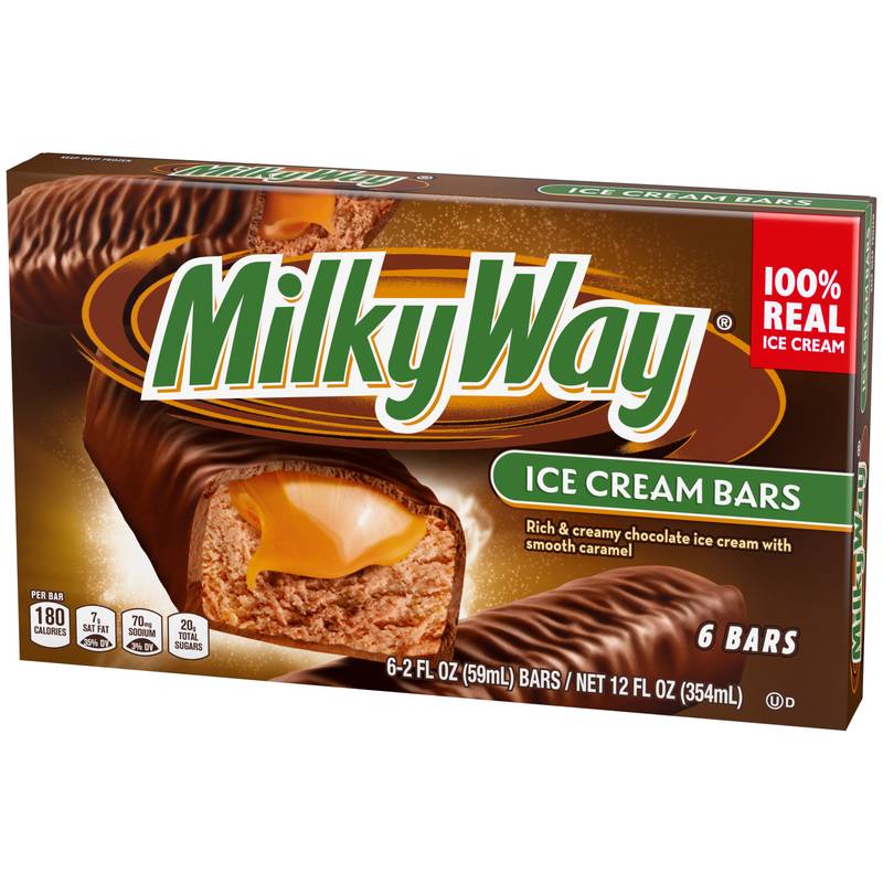 MILKY WAY Caramel and Chocolate Ice Cream Bars, 6 Pack, 2 Oz Bars