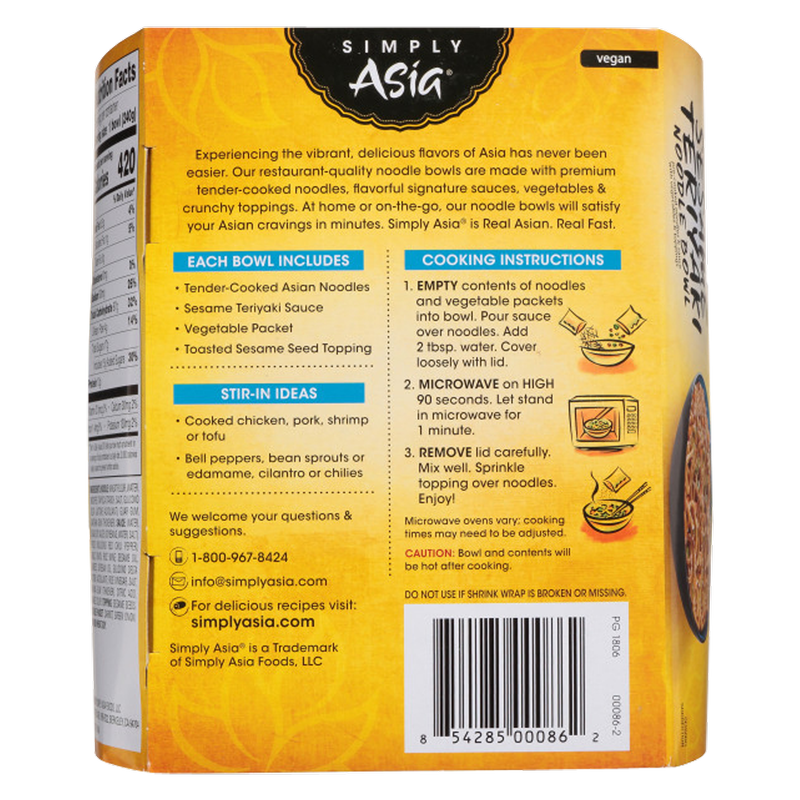 Simply Asia Heat and Serve Sesame Teriyaki Noodle Bowl 8.5oz