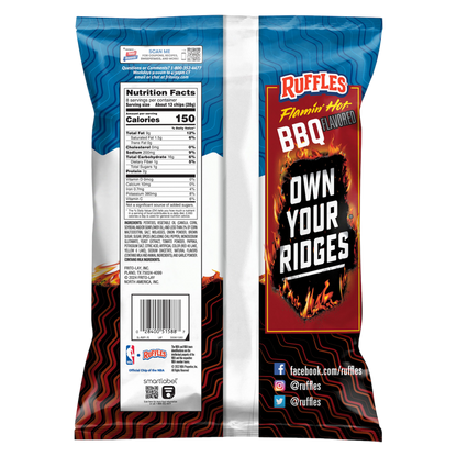 Ruffles Flamin' Hot BBQ Potato Chips 8oz