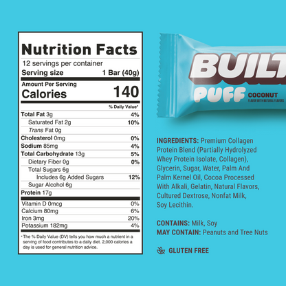 BUILT Puff Coconut Puff Protein Bar, 1.41 oz