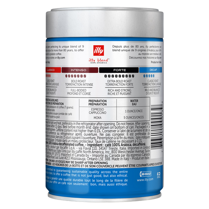 Illy Decaf Ground Espresso Coffee 13.5oz Can