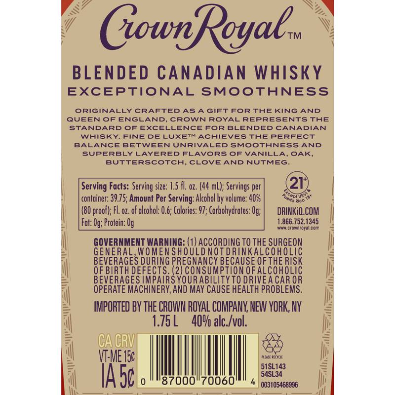 Crown Royal Canadian Whisky 1.75L (80 Proof)