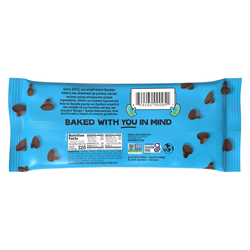 BOBO'S Stuff'd Peanut Butter with Chocolate Chips 12 ct