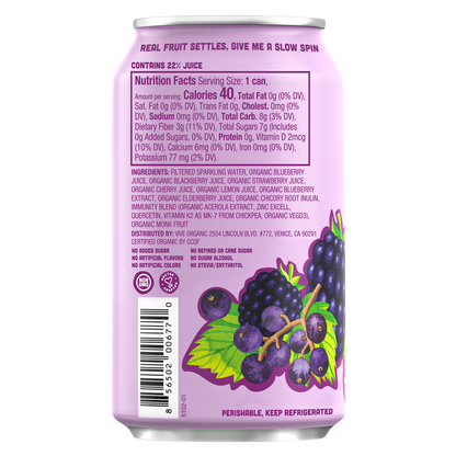 Vive Organic Sparkling Immunity Blackberry Elderberry 12oz Can