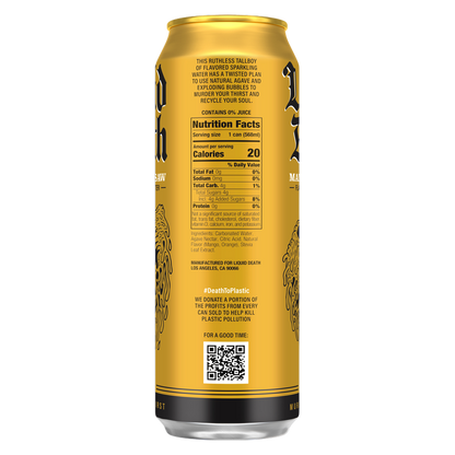 Liquid Death Sparkling Water Mango Chainsaw 19.2oz King Size Can