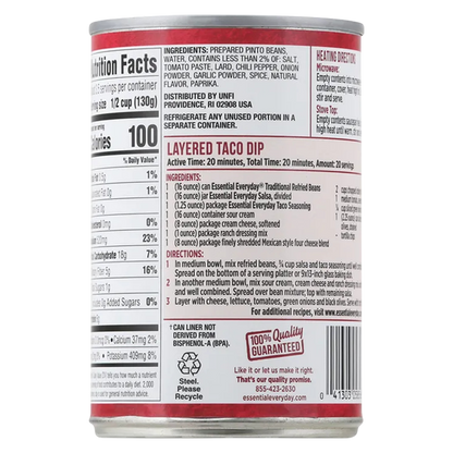 Essential Everyday Traditional Refried Beans, 16oz.