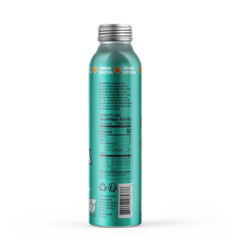 Gunna Immune Boosting Sparkling Tropical Lemonade 16oz Aluminium Btl