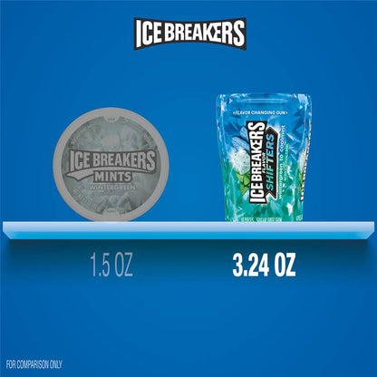 Ice Breakers Flavor Shifters Wintergreen to Coolmint Flavors Sugar-Free Gum Bottle Pack, 3.24 oz