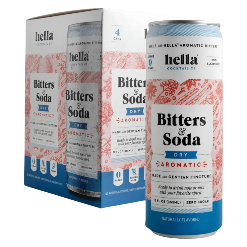 Hella Cocktail Co Bitters & Soda Dry Aromatic 4pk 12oz Can