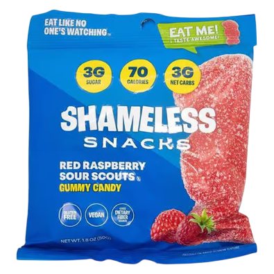 Shameless Gummies Red Raspberry Sour Scouts 1.8oz