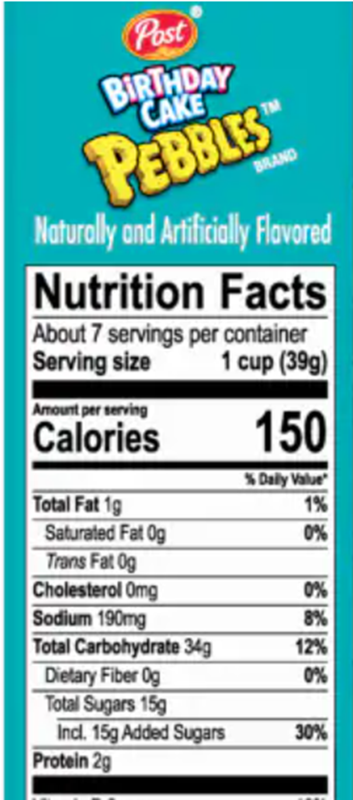 Post Birthday Cake PEBBLES Breakfast Cereal, 10oz