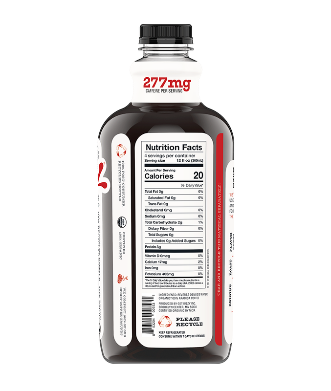 Bizzy Organic Medium Roast Cold Brew Coffee 48oz Btl