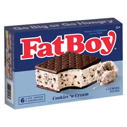 FatBoy Sandwich Cookies n' Cream Ice Cream Sandwich 6ct