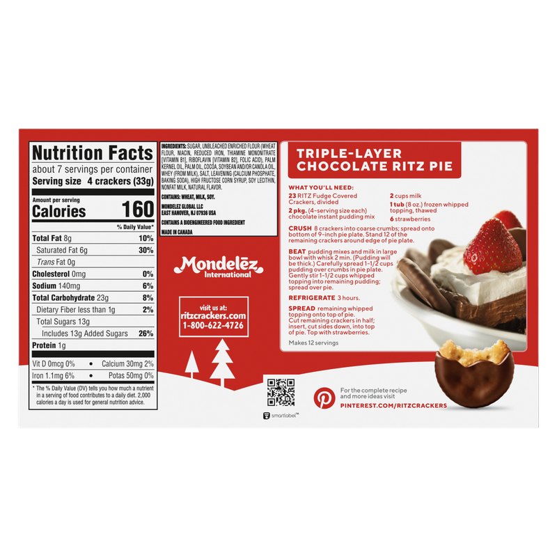 RITZ Fudge Covered Holiday Crackers, Limited Edition, 7.8 oz