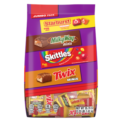 Starburst, MilkyWay, Skittles, & Twix Variety Mix, 70 Pieces