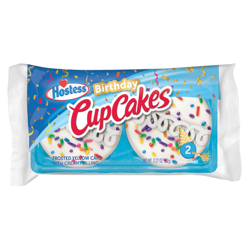 HOSTESS Birthday CupCakes Single Serve, 2 Count, 3.27 oz