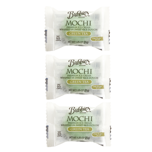 3ct Bubbies Hawaii Green Tea Mochi Ice Cream Individually Wrapped