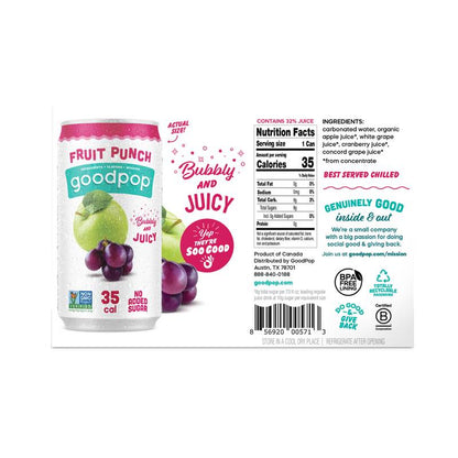 GoodPop Fruit Punch Juice & Bubbly Water 6pk 7.5oz Mini Can