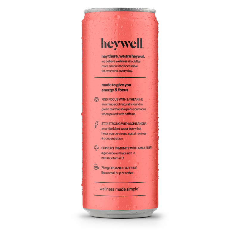 Heywell Energy + Focus Sparkling Strawberry Lemon 12oz Can