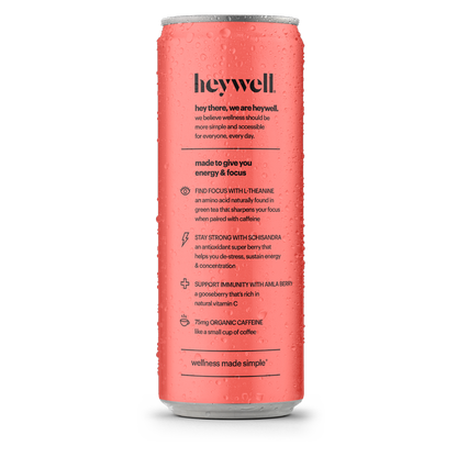 Heywell Energy + Focus Sparkling Strawberry Lemon 12oz Can