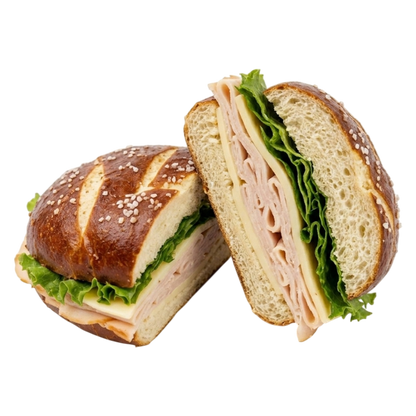 Turkey and Provolone Sandwich on Hawaiian Pretzel Roll
