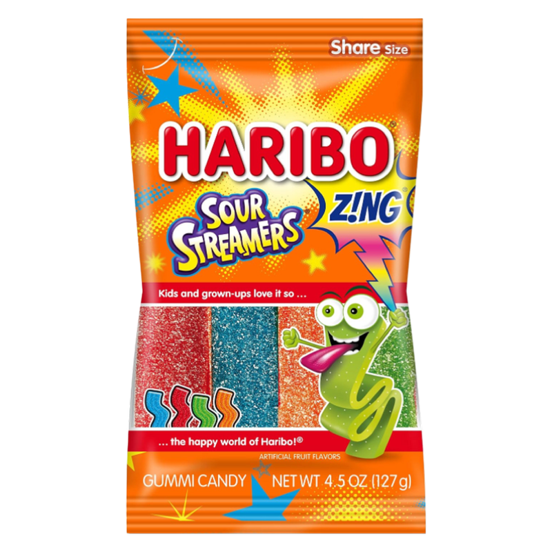 Haribo Z!ng Sour Streamers, 4.5oz