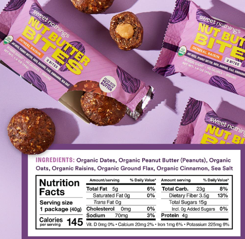 Sweet Nothings Oatmeal Raisin Nut Butter Bites, 1.4oz