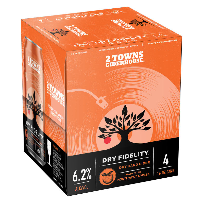 2 Towns Dry Fidelity Hard Cider 4pk 16oz Can