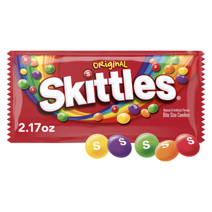 SKITTLES Original Chewy Candy, Full Size, 2.17 oz Bag