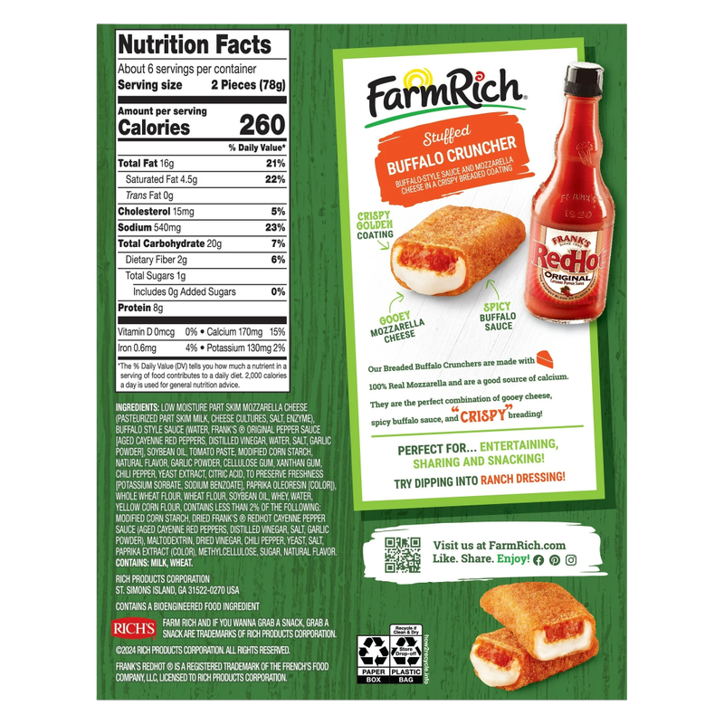 Farm Rich Stuffed Buffalo Cruncher, 18oz