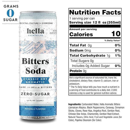 Hella Cocktail Co Bitters & Soda Dry Aromatic 4pk 12oz Can