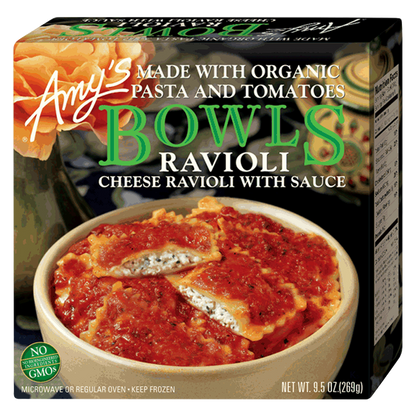 Amy's Frozen Bowls Cheese Ravioli with Sauce 9.5oz