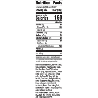 Nature Valley Cashew Bars, 6 ct