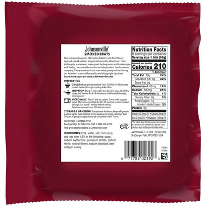 Johnsonville Smoked Bratwurst, 6ct