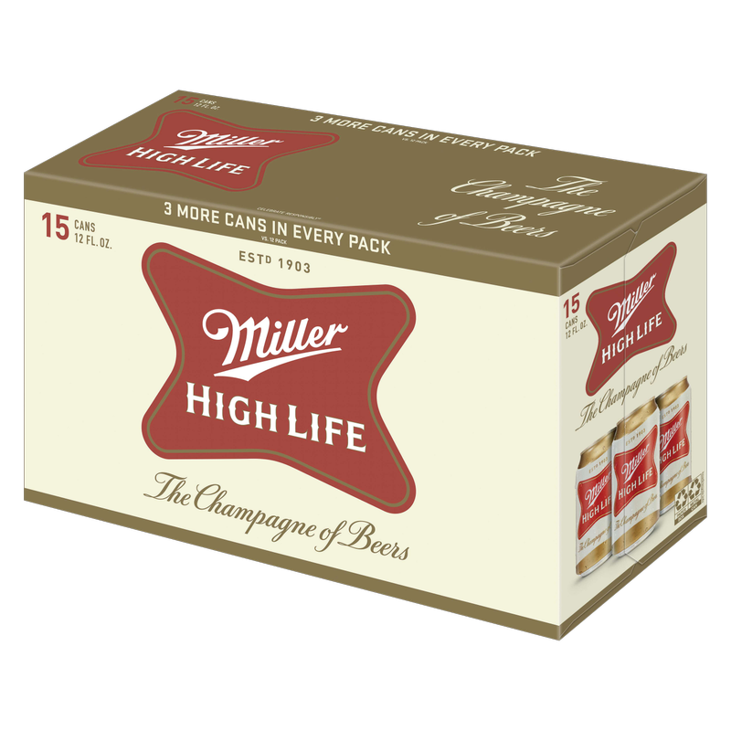 Miller High Life 15pk 12oz Can 4.6% ABV