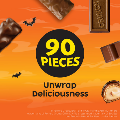 90 Pieces, Assorted Chocolate and Kinder Halloween Trick or Treat Bag