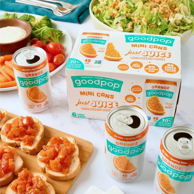 GoodPop Orange Juice & Bubbly Water Water 6pk 7.5oz Mini Can